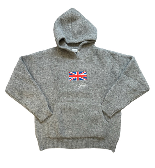 Alpaca Fur Knit Union Jack Hoodie