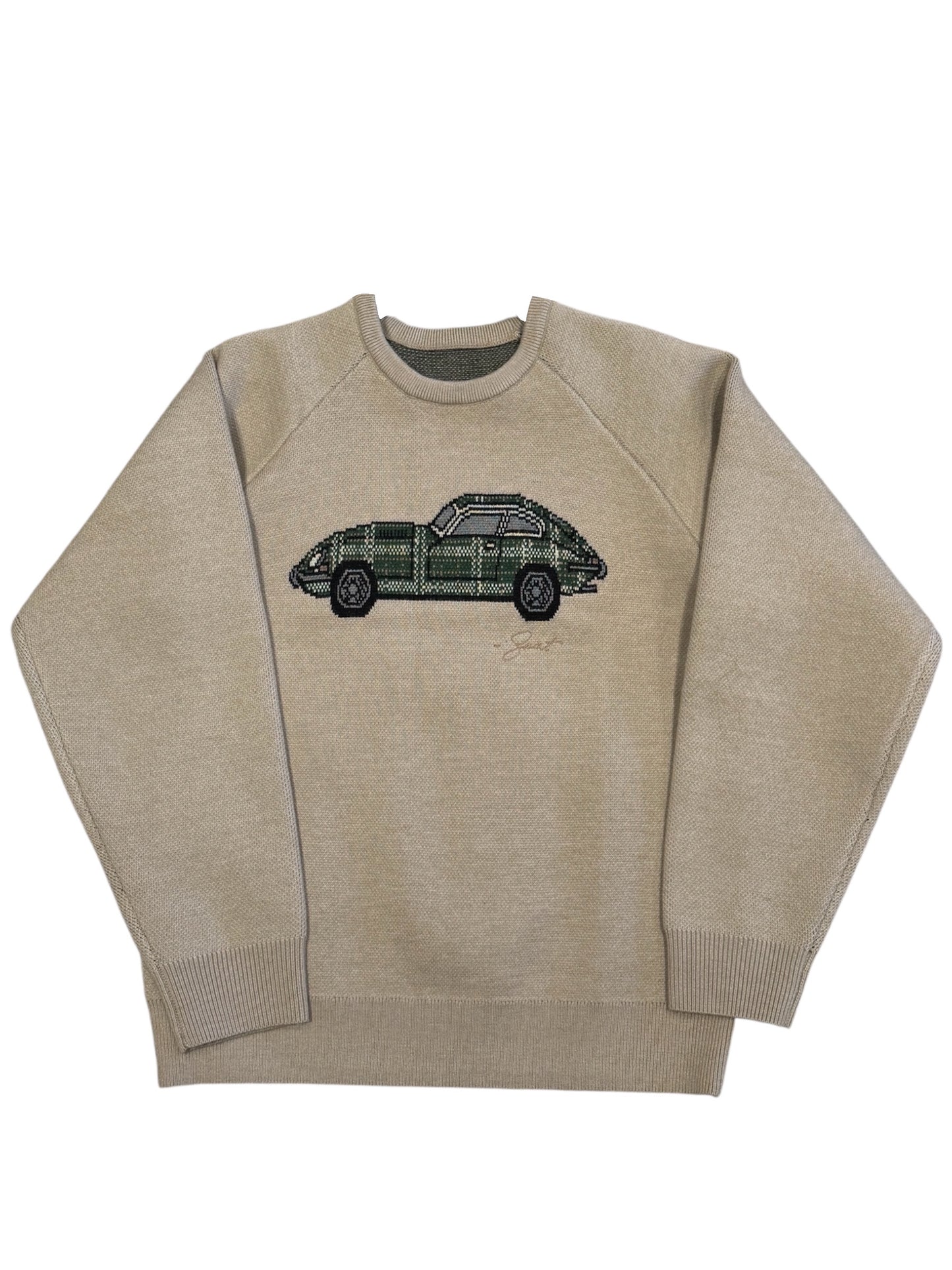 Beige wool tartan car knit (PRE ORDER)